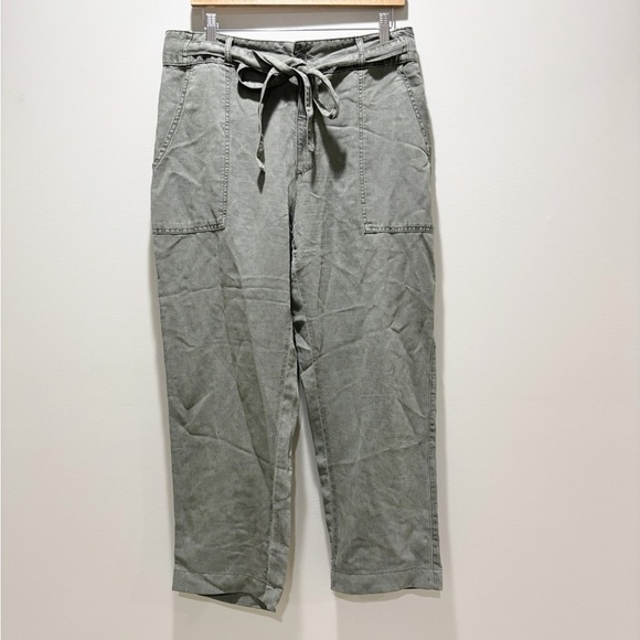 Cynthia Rowley Pants - CYNTHIA ROWLEY Women’s Olive Green Straight Leg Cropped Linen Blend Pants Sz 12